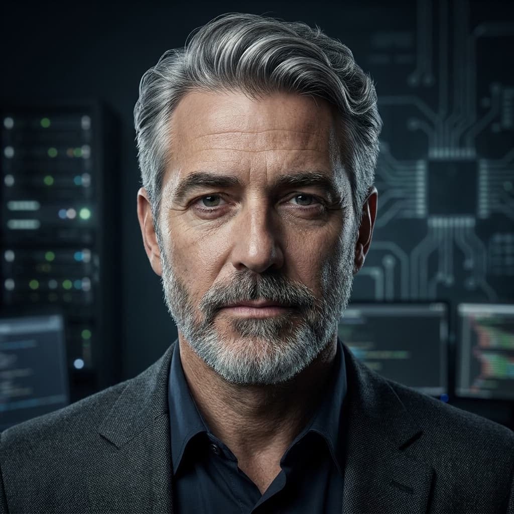 Tiny CTO, Central narrator / interpretive anchor — Tiny CTO: The Chaos Stack character in Photorealistic style.