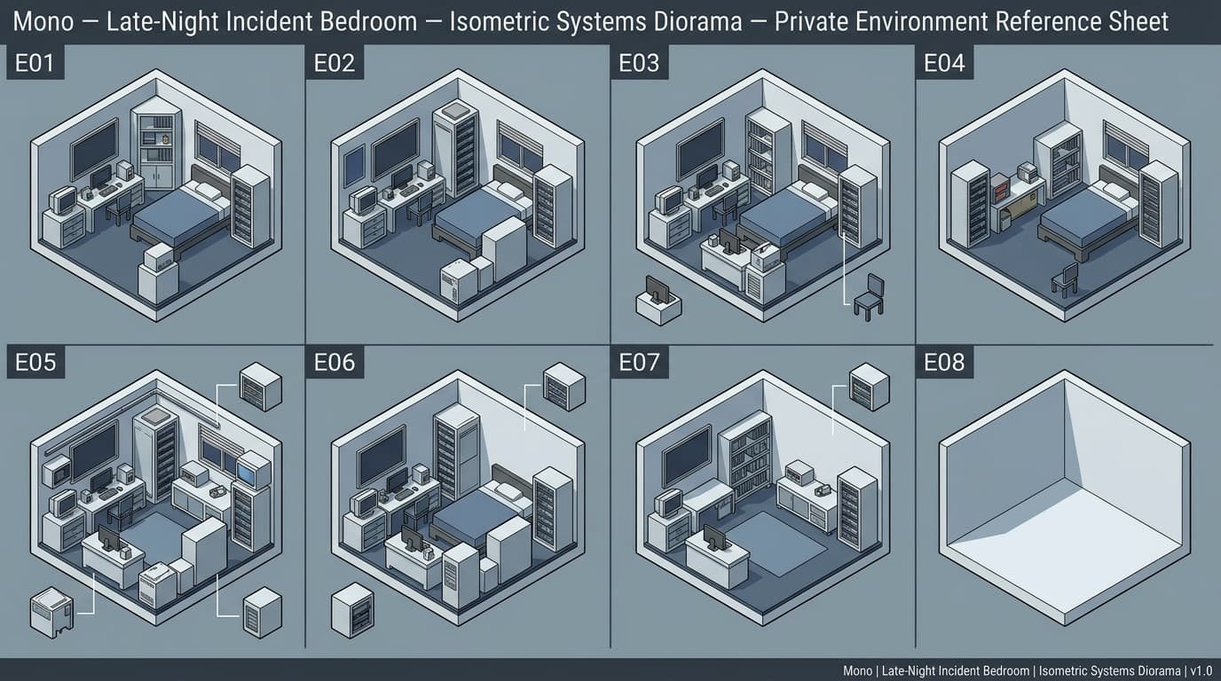 Mono's Late-Night Incident Bedroom environment background.