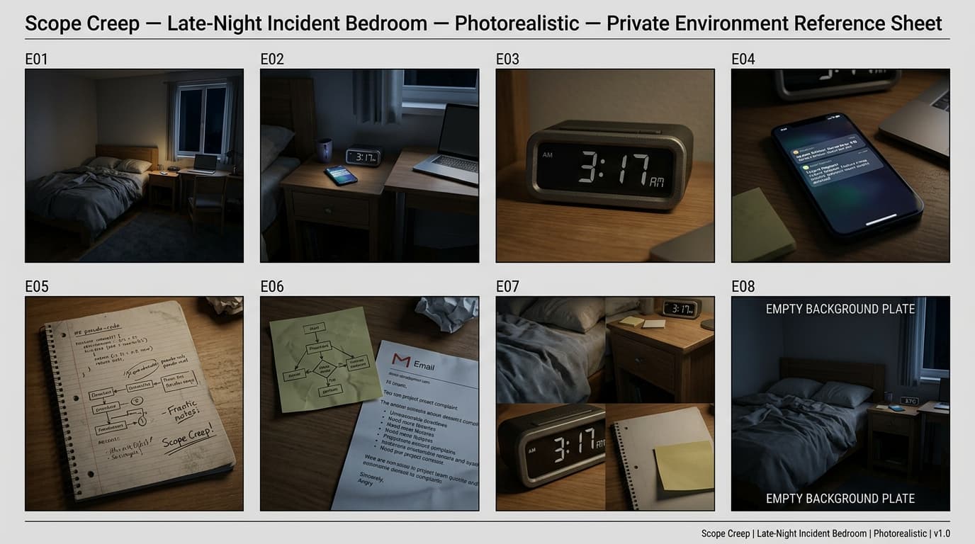 Scope Creep's Late-Night Incident Bedroom environment.