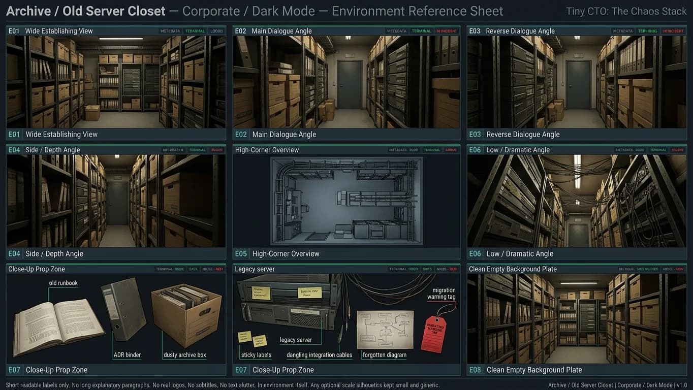 Archive and Old Server Closet in Corporate - Dark Mode style.