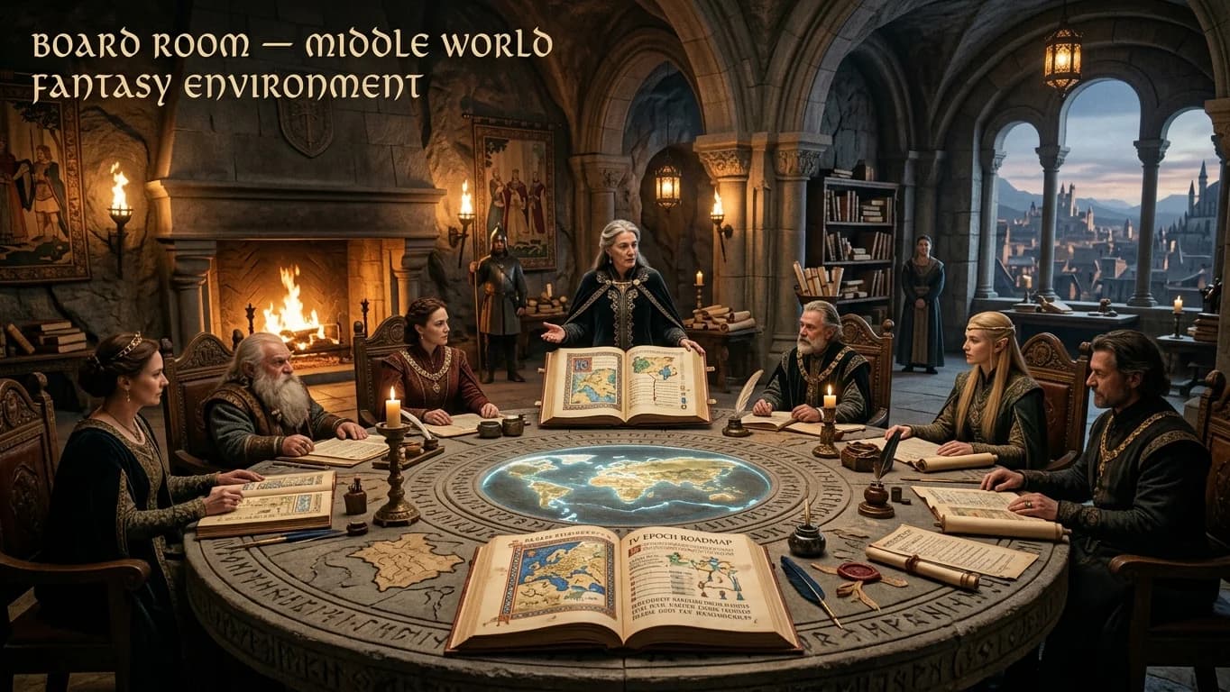 Board Room in Middle World Fantasy style.