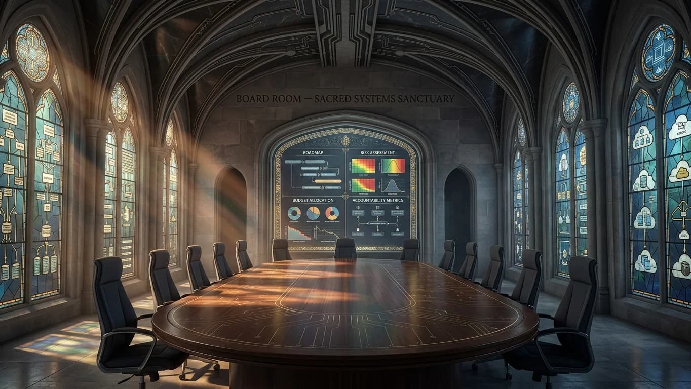 Board Room in Sacred Systems Sanctuary style.