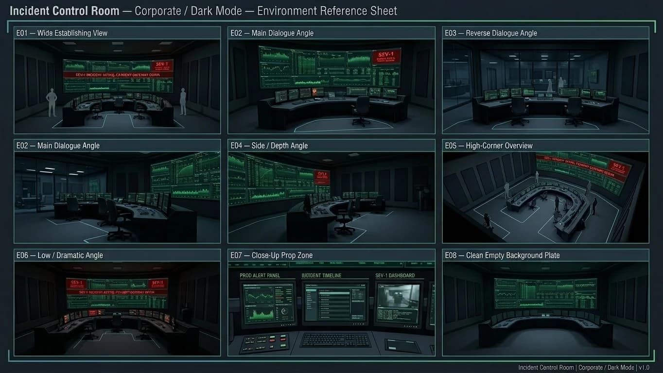Incident Control Room in Corporate - Dark Mode style.