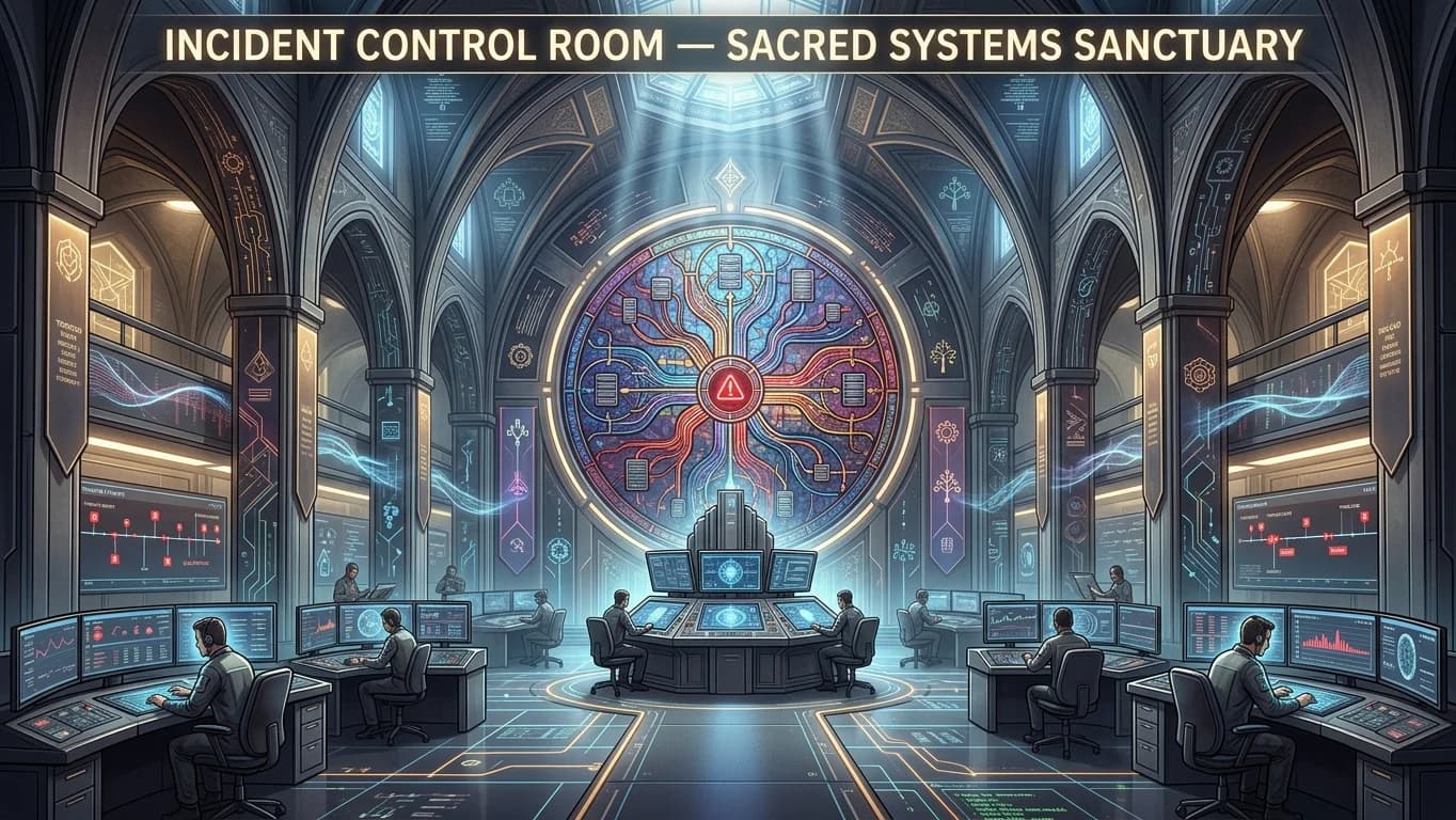 Incident Control Room in Sacred Systems Sanctuary style.