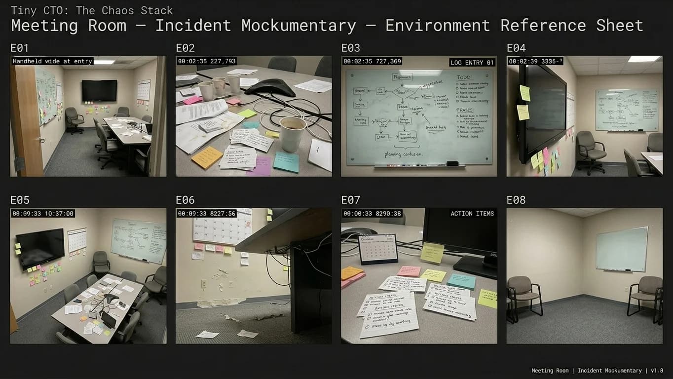 Meeting Room in Incident Mockumentary style.