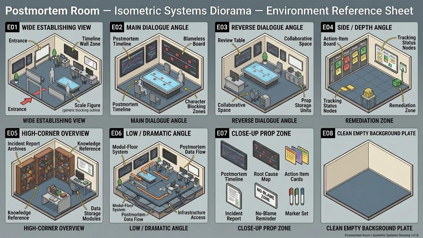 Postmortem Room in Isometric Systems Diorama style.