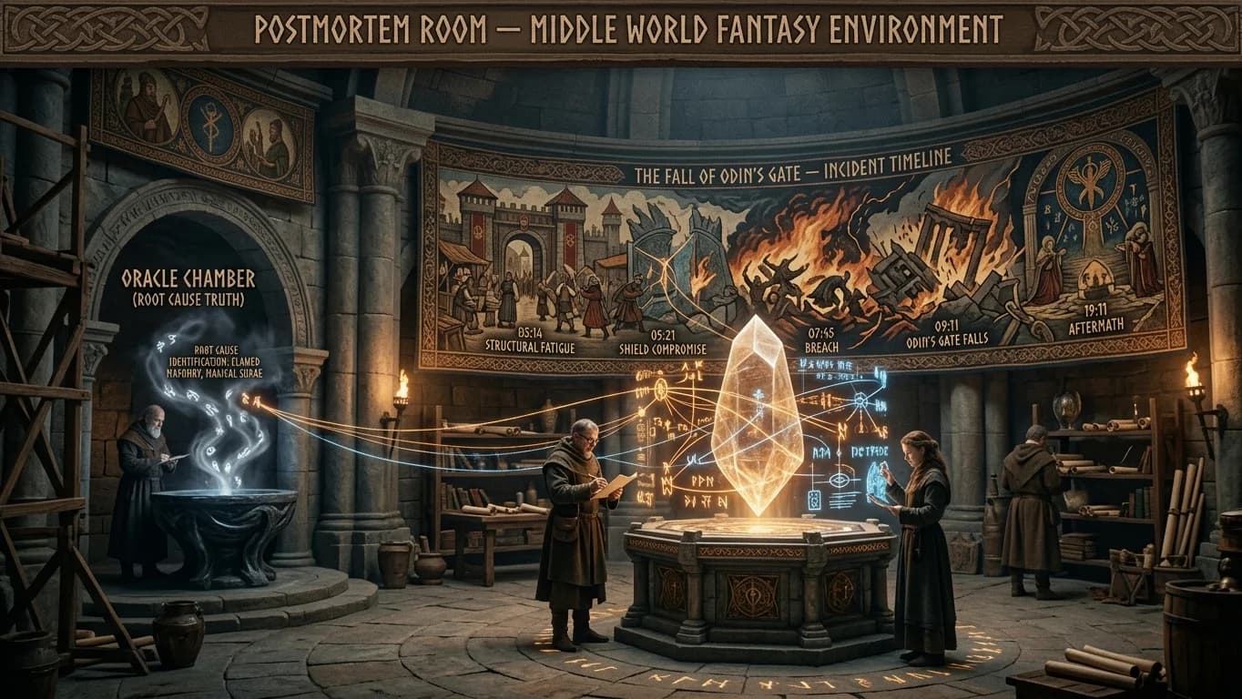 Postmortem Room in Middle World Fantasy style.