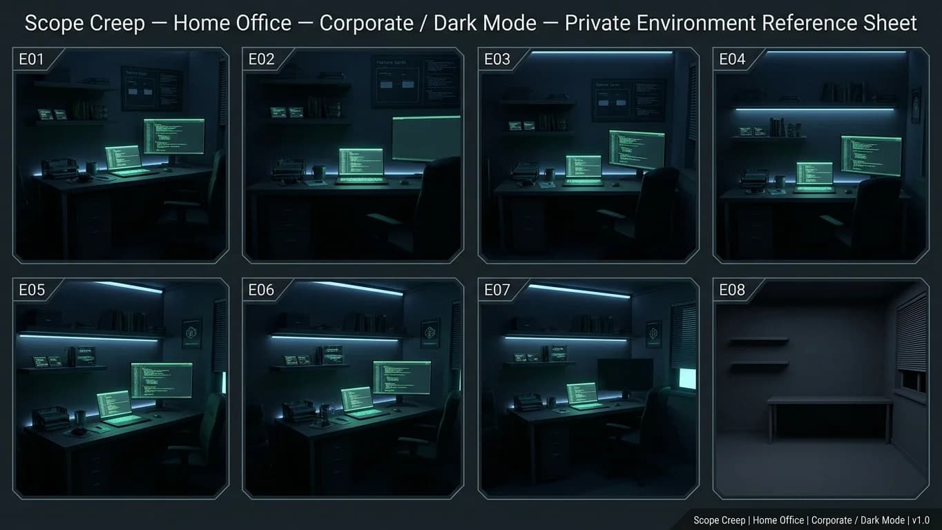 Scope Creep's Home Office environment for Tiny CTO: The Chaos Stack.