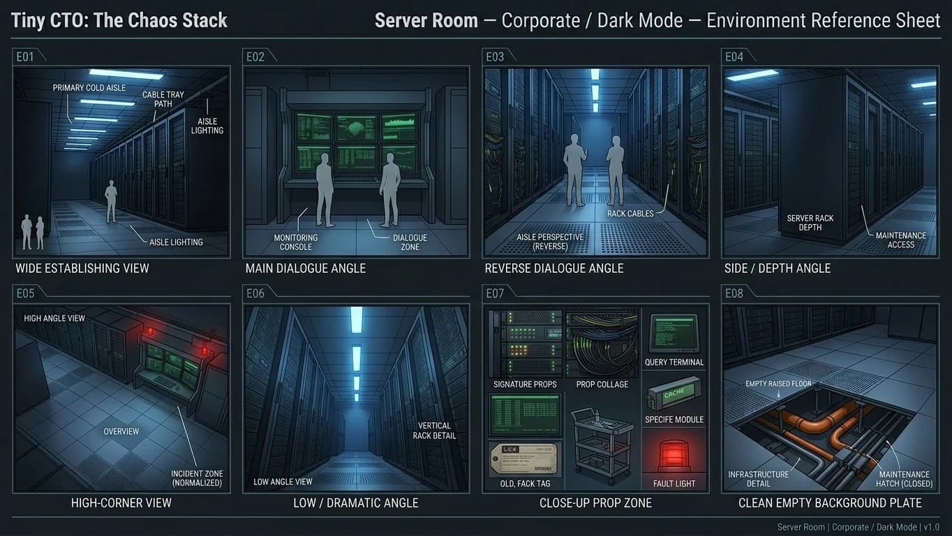 Server Room in Corporate - Dark Mode style.
