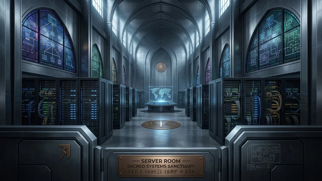 Server Room in Sacred Systems Sanctuary style.