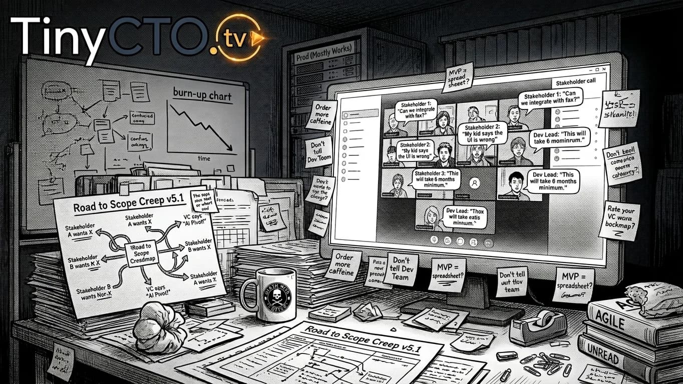 The PM's Home Office in Seinen Manga Tech Satire style.