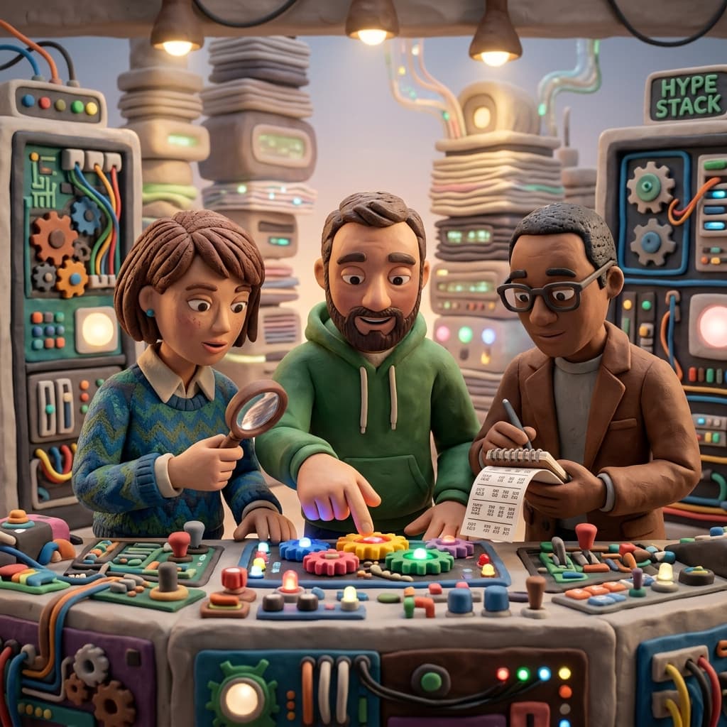 QA Team in Claymation Tech Parable style.