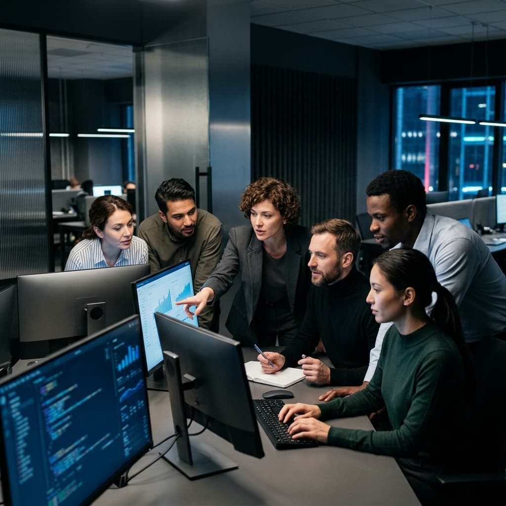 Data Team in Corporate - Dark Mode style.