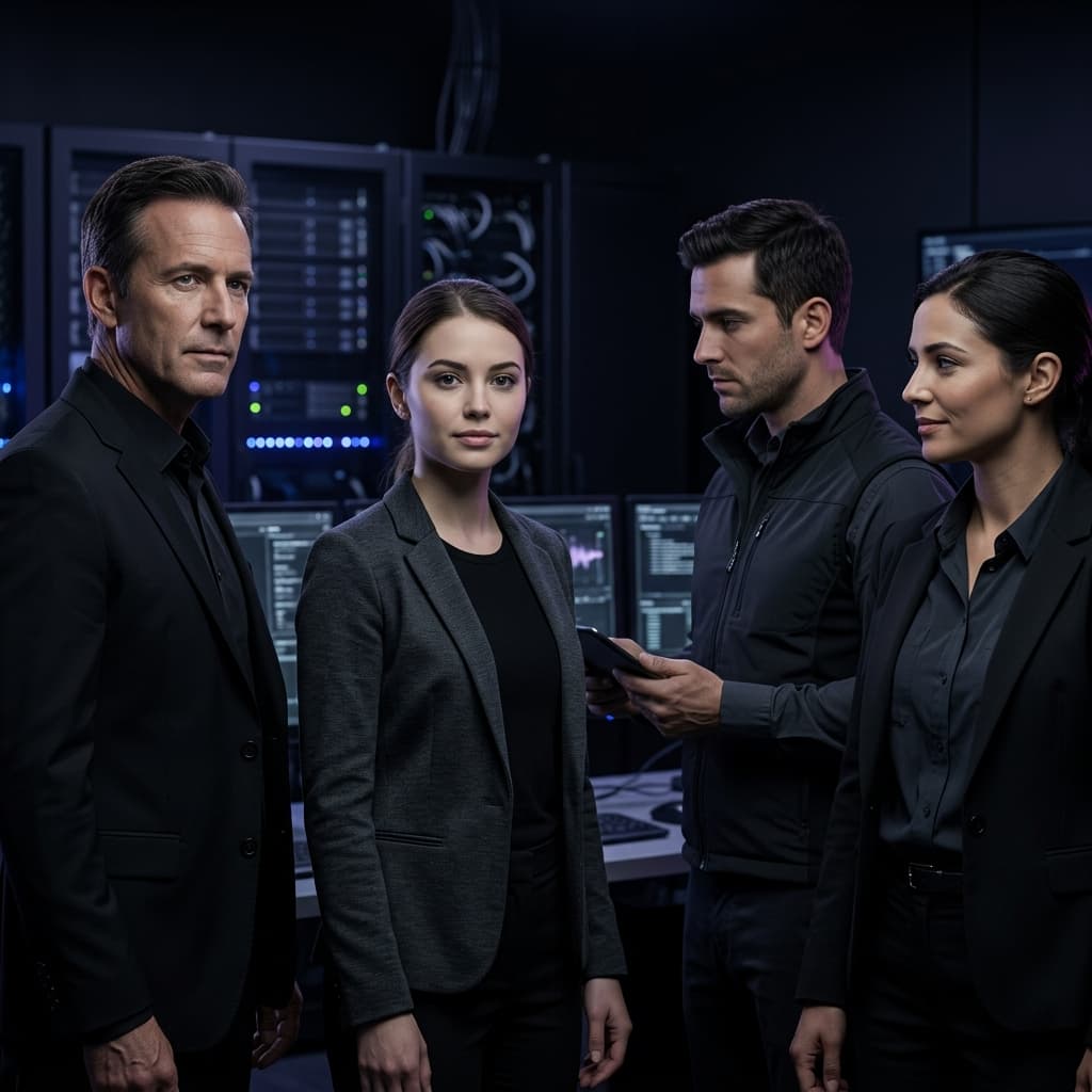Security Team in Corporate - Dark Mode style.