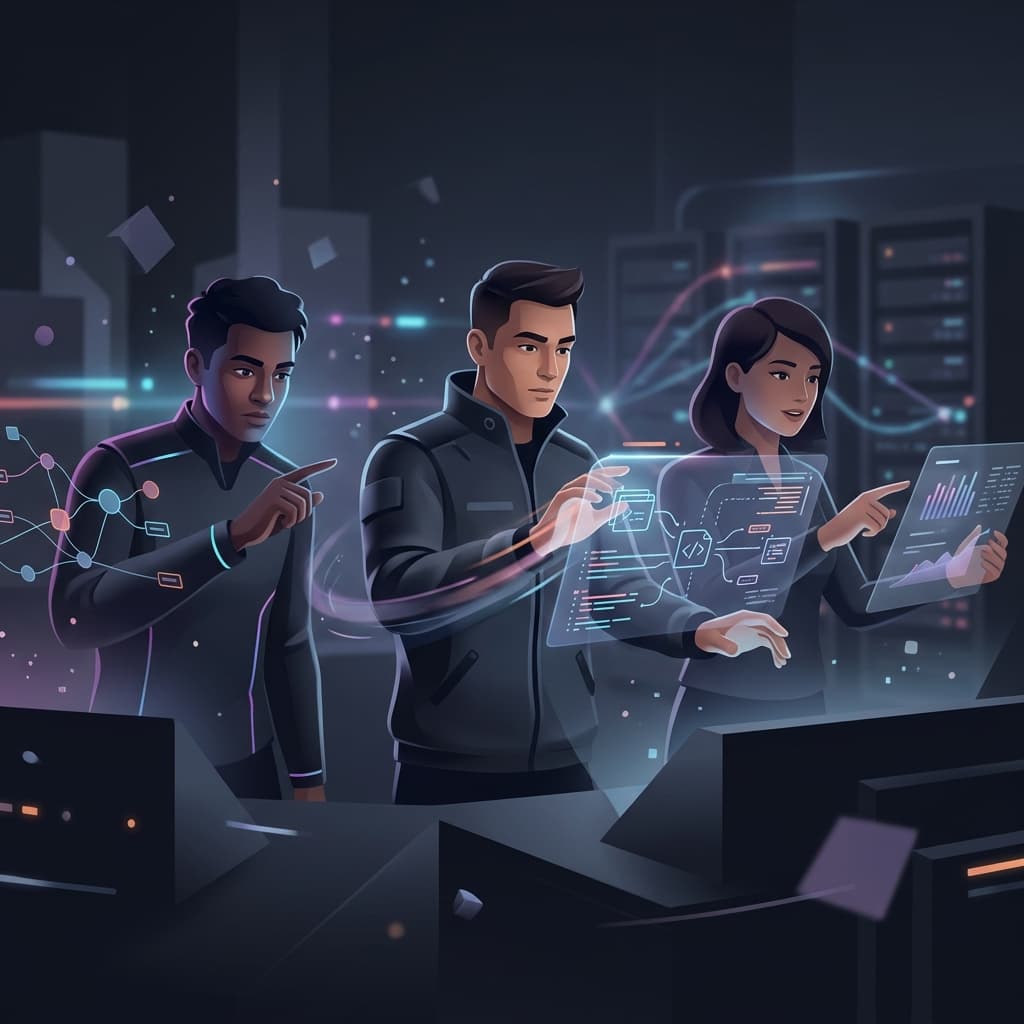 QA Team in Dark-Mode Motion Explainer style.