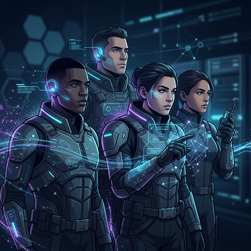 Security Team in Dark-Mode Motion Explainer style.