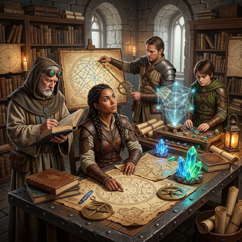 Data Team in Middle World Fantasy style.