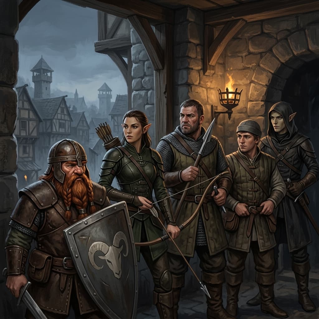 Security Team in Middle World Fantasy style.