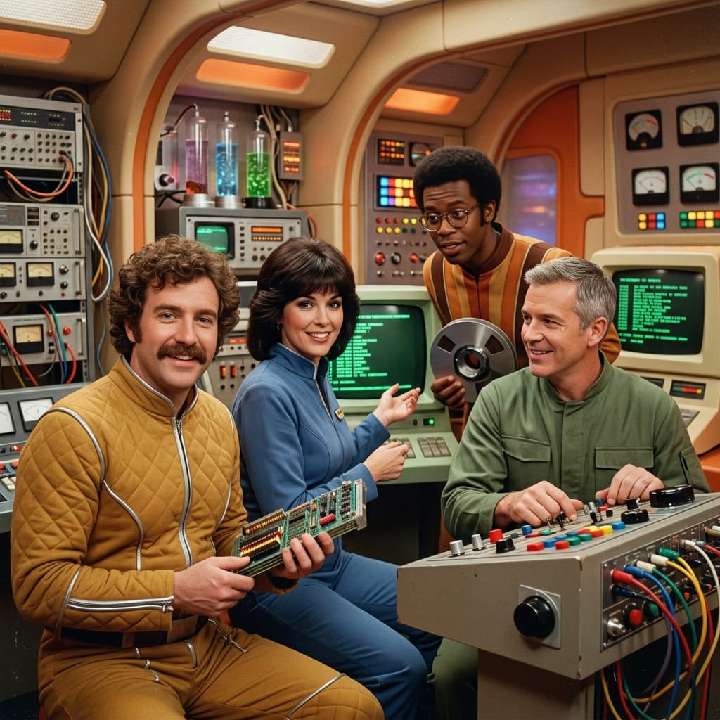 Platform/SRE Team in Retro Sci-Fi Sitcom style.
