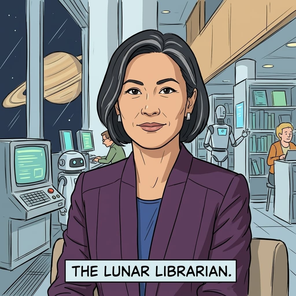 The Design Director in Retro Sci-Fi Sitcom style.