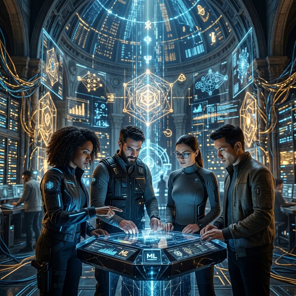 AI/ML Team in Sacred Systems Sanctuary style.