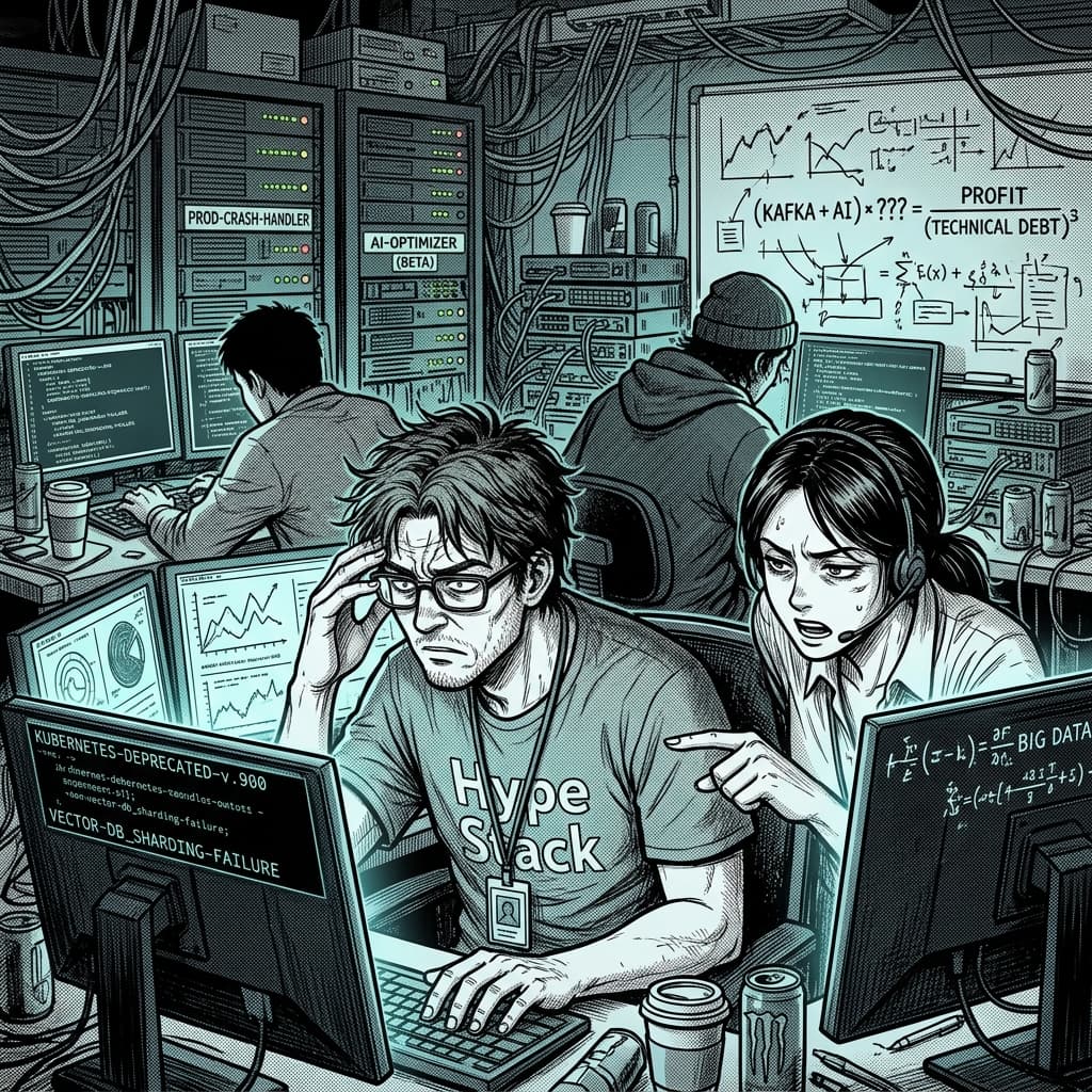 Data Team in Seinen Manga Tech Satire style.