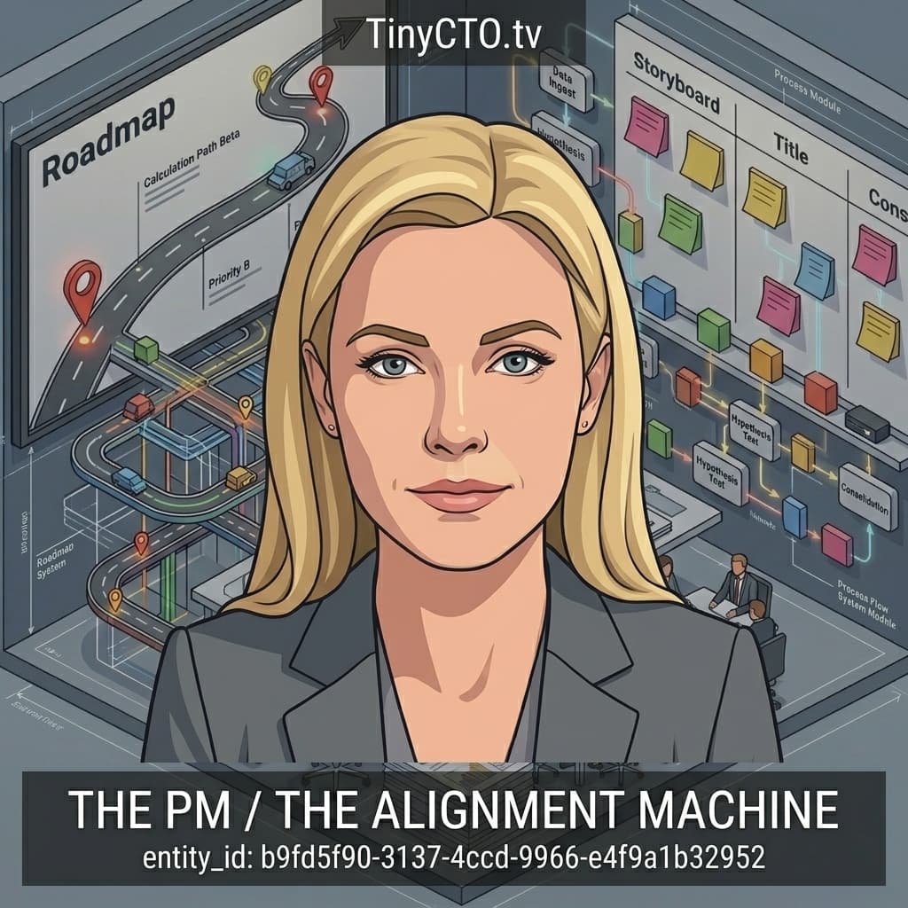 The PM — The Alignment Machine in Isometric Systems Diorama style.
