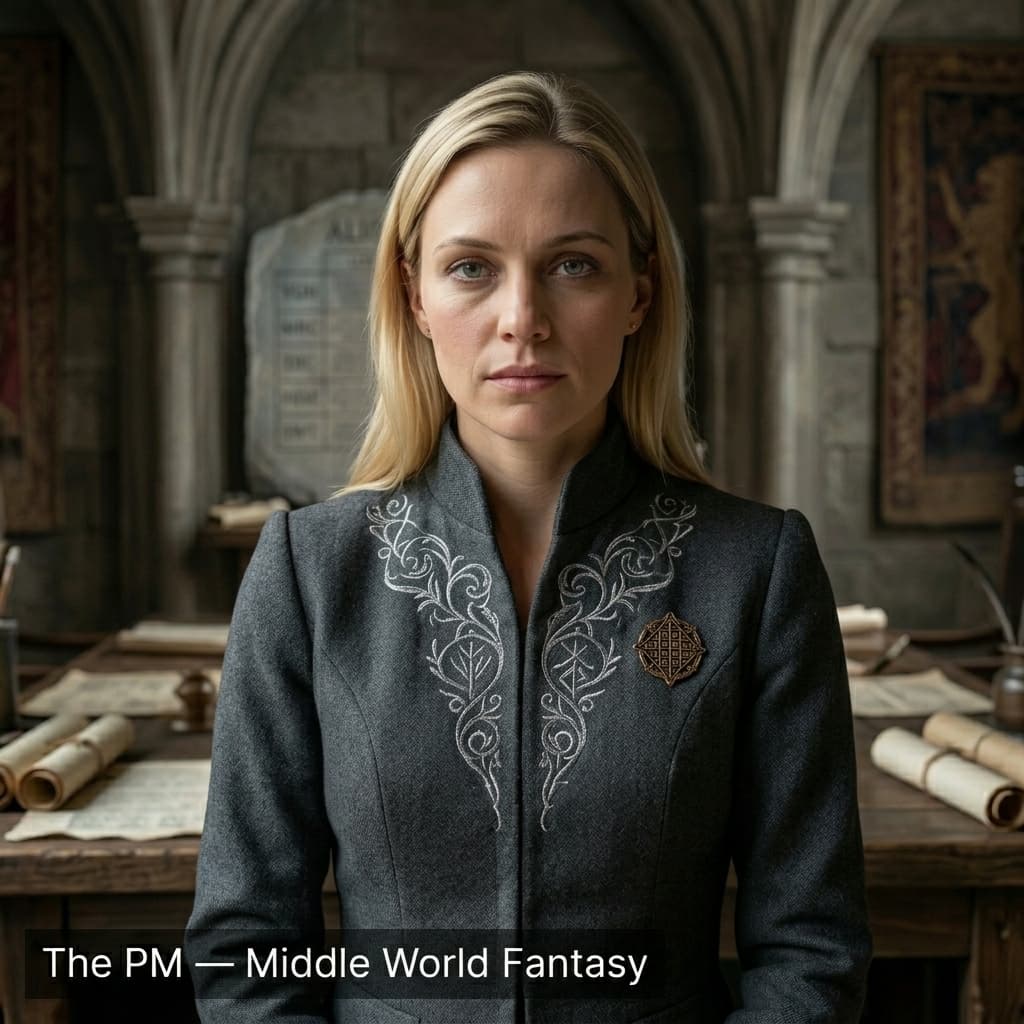 The PM — The Alignment Machine in Middle World Fantasy style.