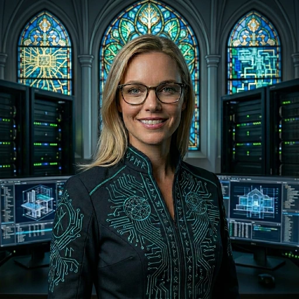 The PM — The Alignment Machine in Sacred Systems Sanctuary style.