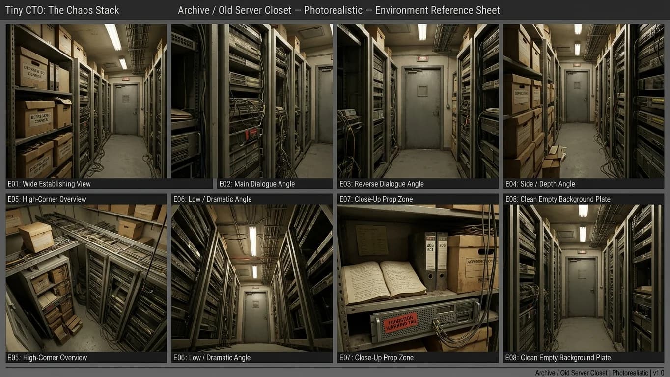 Archive and Old Server Closet in Sacred Systems Sanctuary style.
