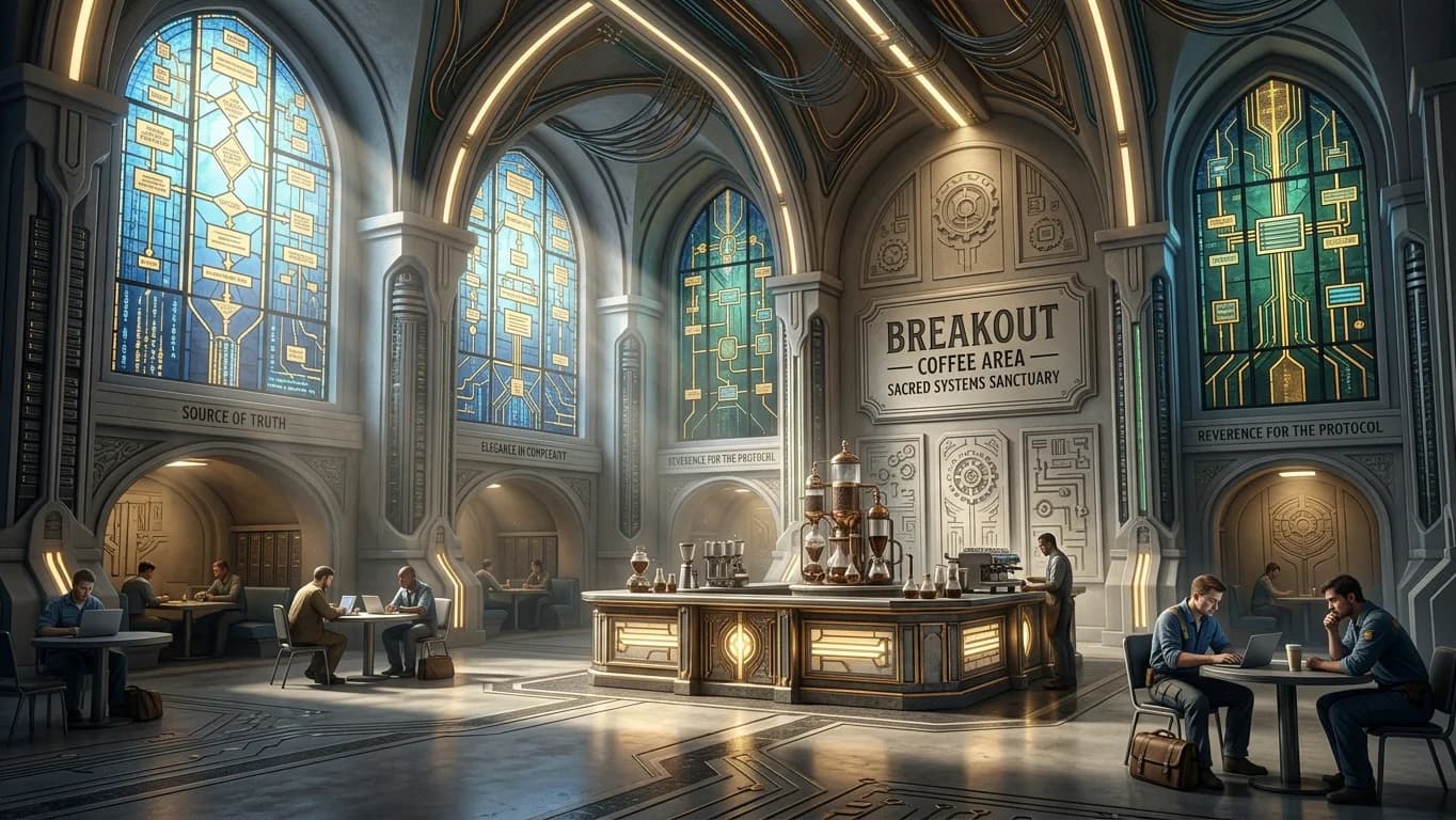 Breakout and Coffee Area in Sacred Systems Sanctuary style.