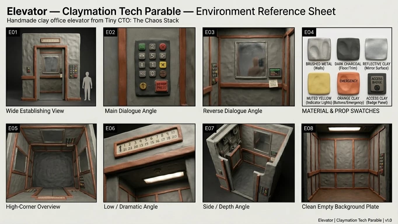 Elevator in Claymation Tech Parable style.