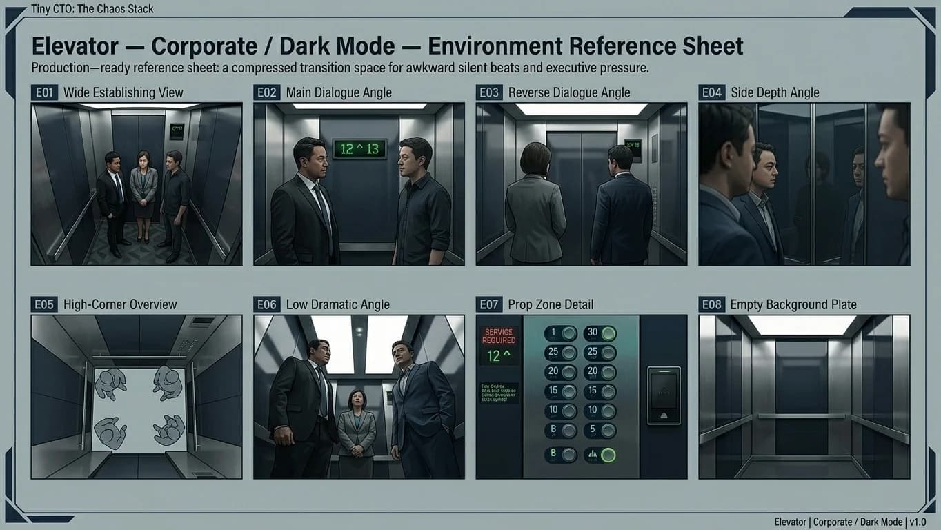 Elevator in Corporate - Dark Mode style.