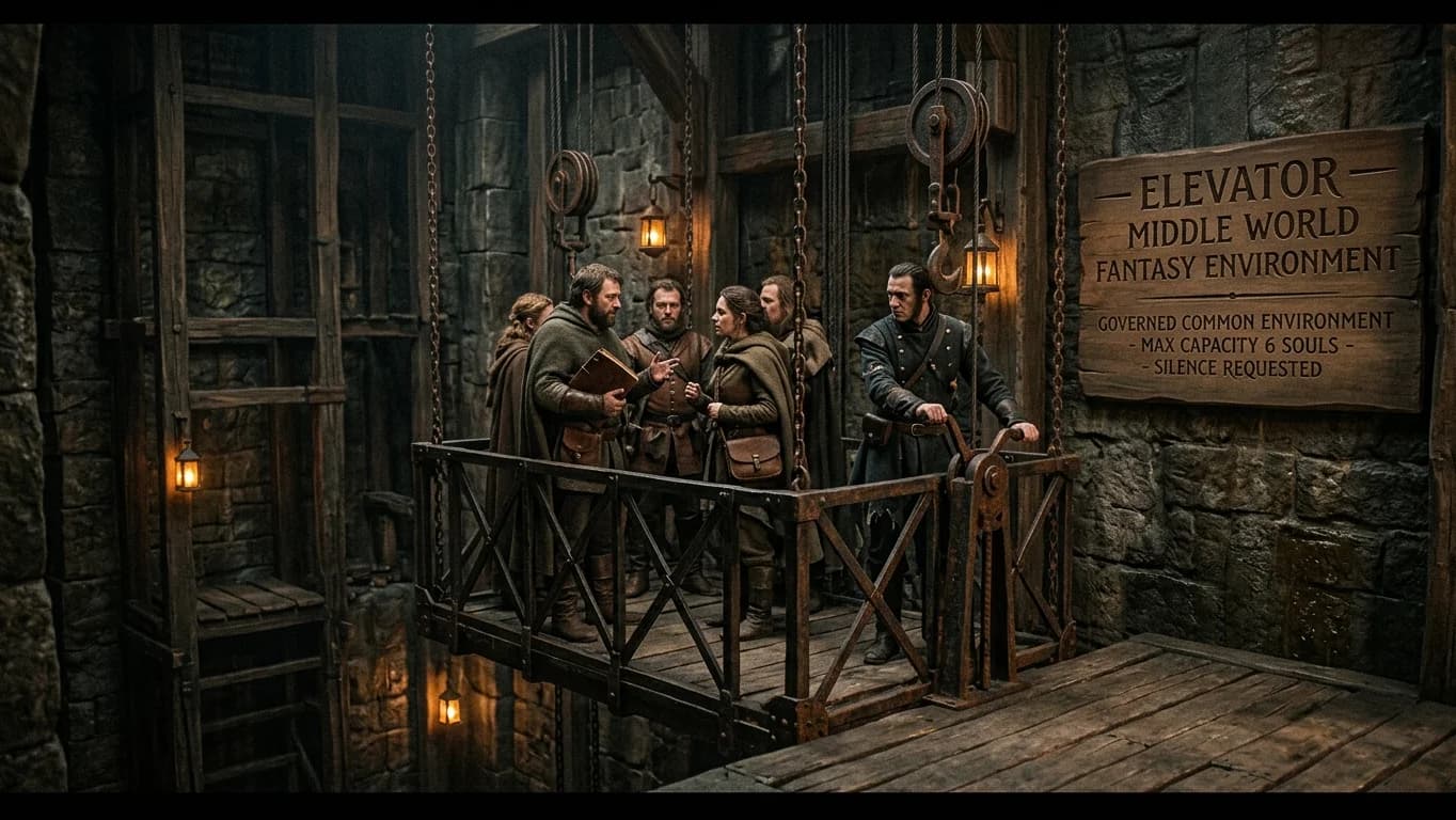 Elevator in Middle World Fantasy style.