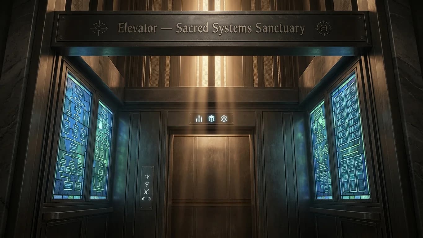 Elevator in Sacred Systems Sanctuary style.