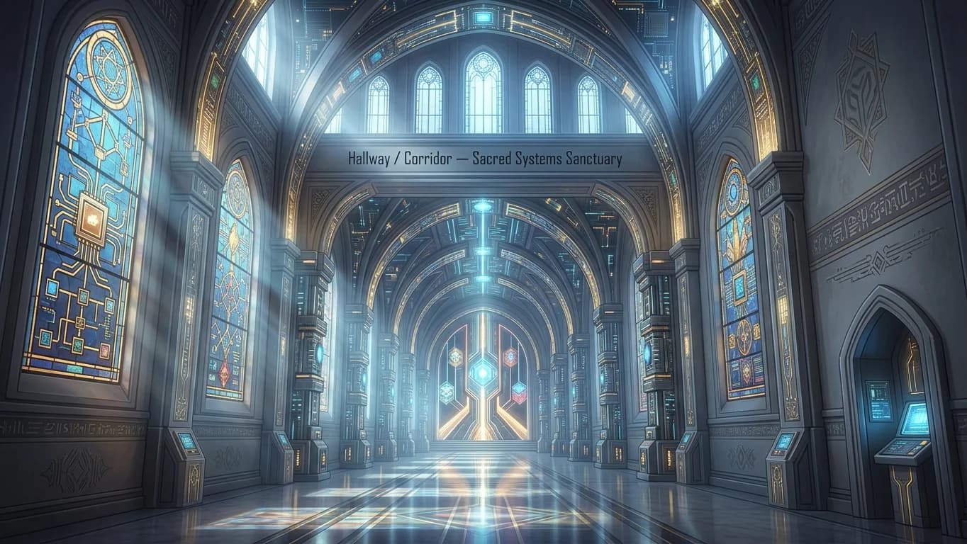 Hallway and Corridor in Sacred Systems Sanctuary style.