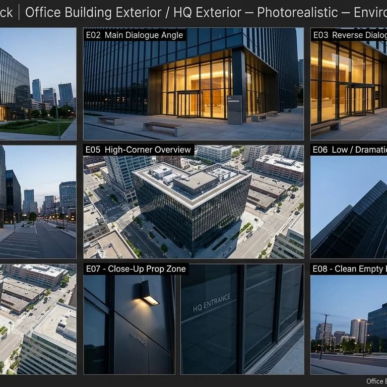 Office Building Exterior and HQ Exterior environment background.
