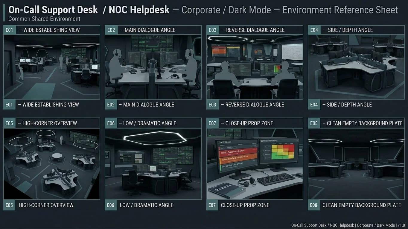 On-Call Support Desk and NOC Helpdesk in Corporate - Dark Mode style.