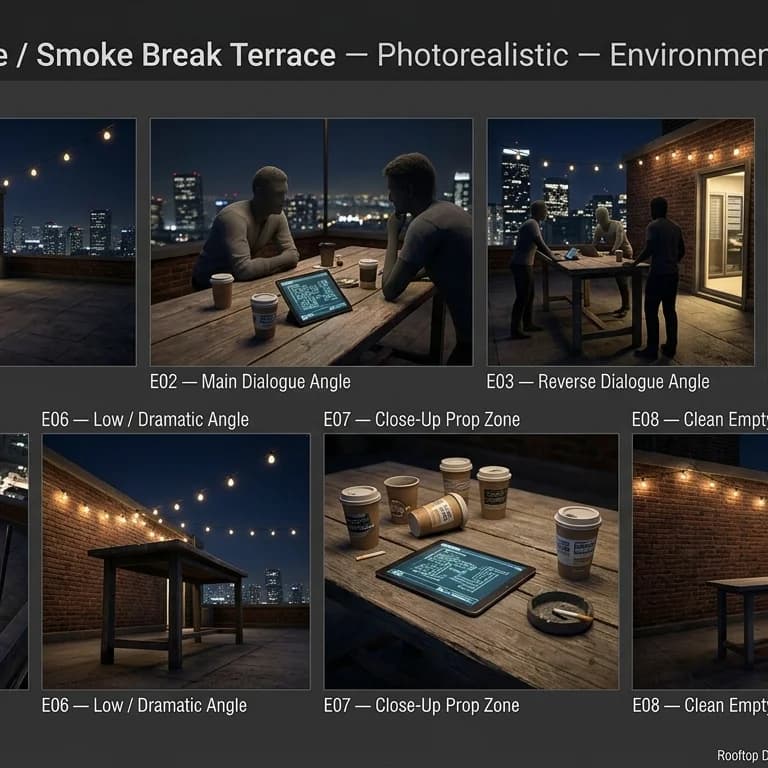 Rooftop Debug Zone and Smoke Break Terrace environment background.