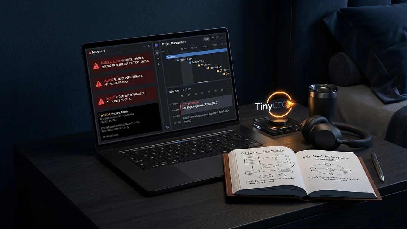 The PM's Late-Night Incident Bedroom in Corporate - Dark Mode style.