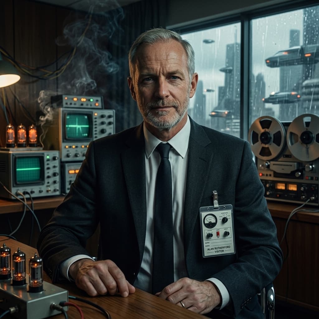 The Regulator in 1960s Retro-Futuristic Tech Noir style.