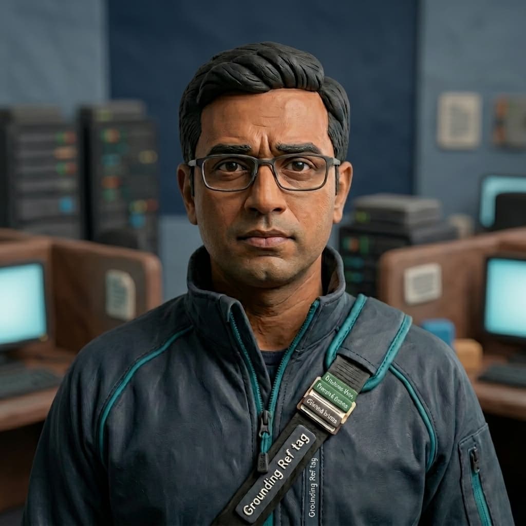 Fetch, Adult Indian male RAG/context retrieval specialist representing retrieval, embeddings, freshness, citations, metadata, and grounding. — Tiny CTO: The Chaos Stack character in Claymation style.