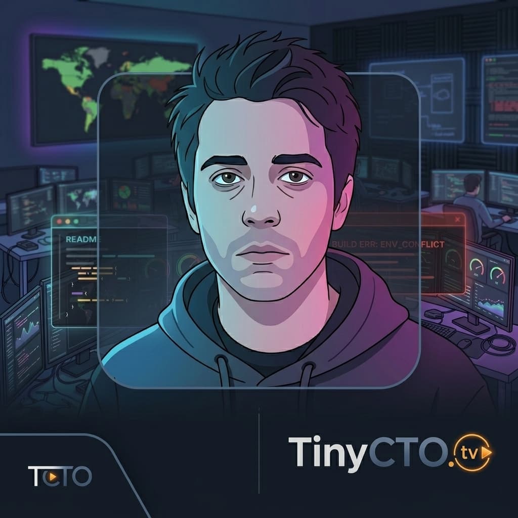 Junior Developer, Young adult sincere developer discovering production reality; helper/audience surrogate. — Tiny CTO: The Chaos Stack character in Motion Explainer style.