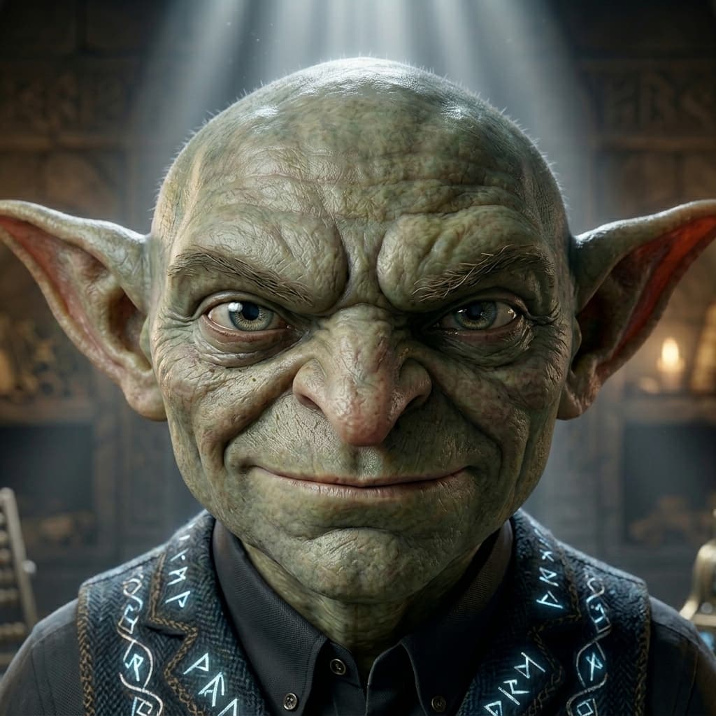 Token Goblin, Fantasy-light adult office gremlin/cost auditor representing tokens, context windows, LLM costs, prompt bloat, and agent-loop waste. — Tiny CTO: The Chaos Stack character in Sacred Systems style.