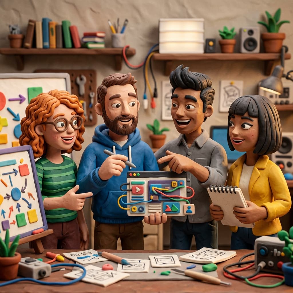 Design Team in Claymation Tech Parable style.