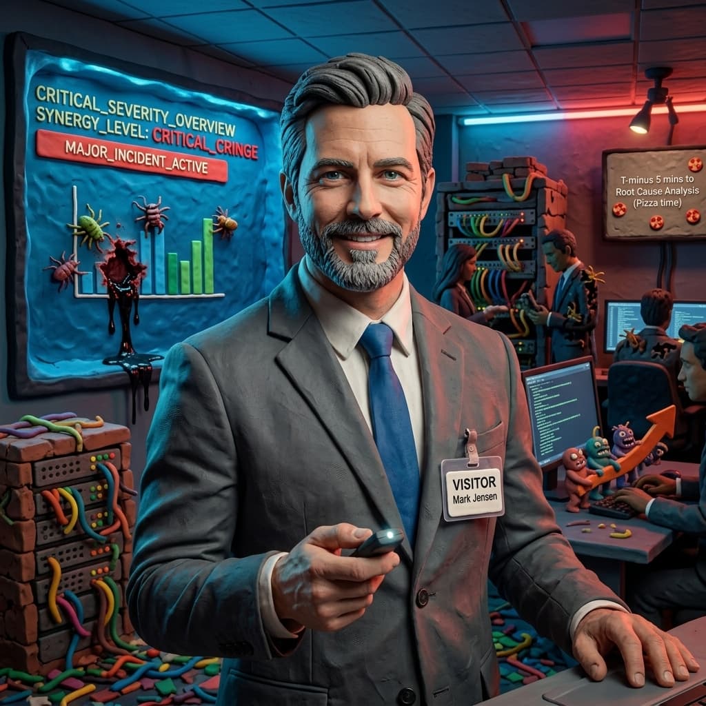 The Sales Engineer in Claymation Tech Parable style.