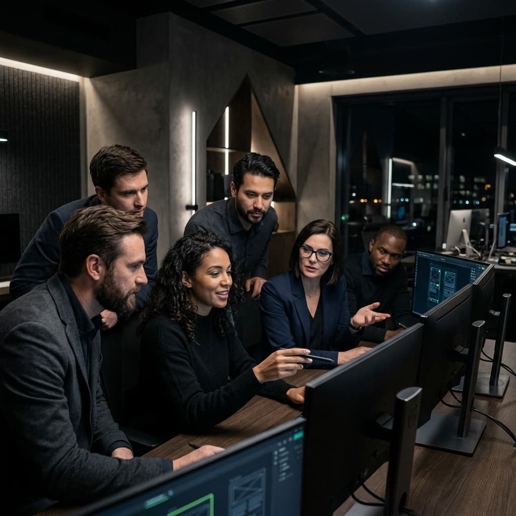 Design Team in Corporate - Dark Mode style.