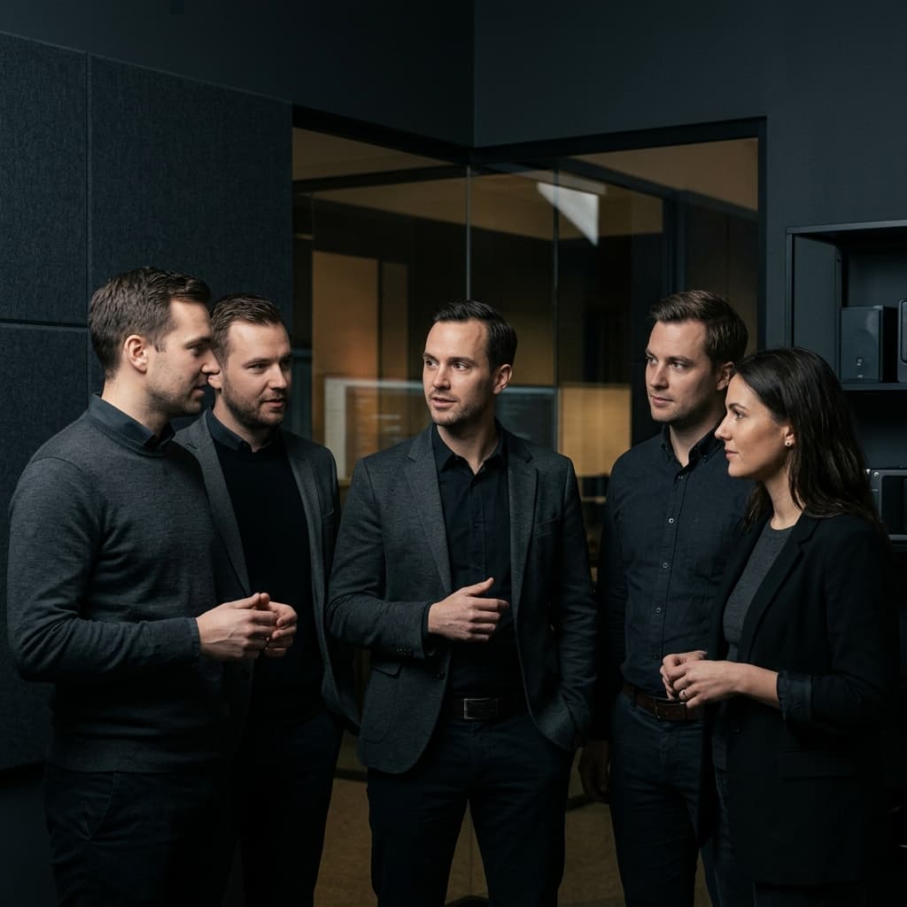 Mobile Engineering Team in Corporate - Dark Mode style.