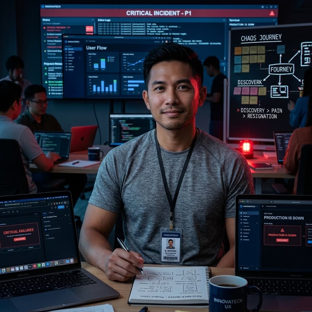 The UX Researcher in Corporate - Dark Mode style.