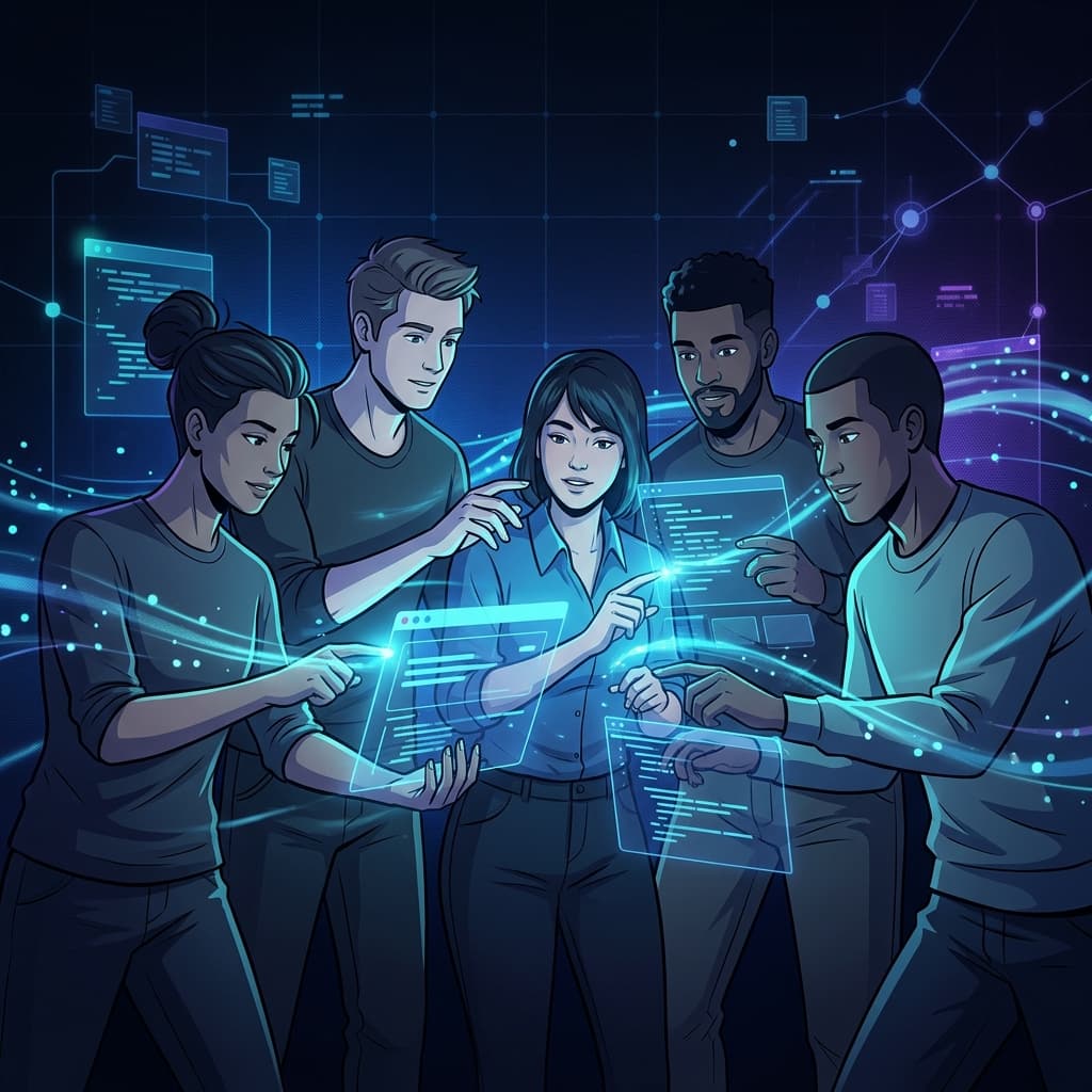 Frontend/UI Engineering Team in Dark-Mode Motion Explainer style.